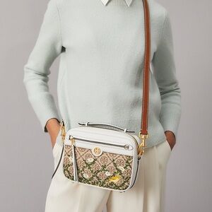 TORY BURCH T Monogram Jacquard Embroidered Camera Bag - Limited Edition